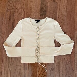 Forever 21- Beige Lace-Up Sweater